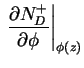 $\displaystyle \left. \frac{\partial N^+_D}{\partial \phi} \right\vert _{\phi ( z ) }$