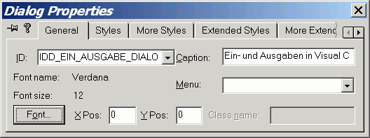 Eigenschaften Dialog