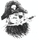 Pirate with a Sea Org dagger in his teeth.