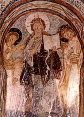 Jesus mit zwei Engeln in der Apsis